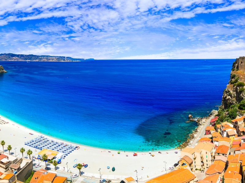 italian summmer holidays. beautiful beaches and towns of calabria scilla